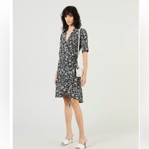 GANNI floral crepe wrap dress